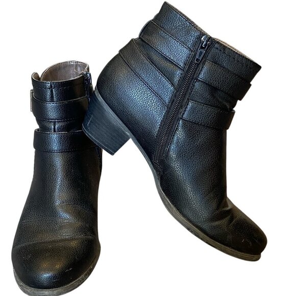 Natural Soul Karmen Moto Ankle Booties Hipster Biker Sz 8M Black #341C - Picture 2 of 9
